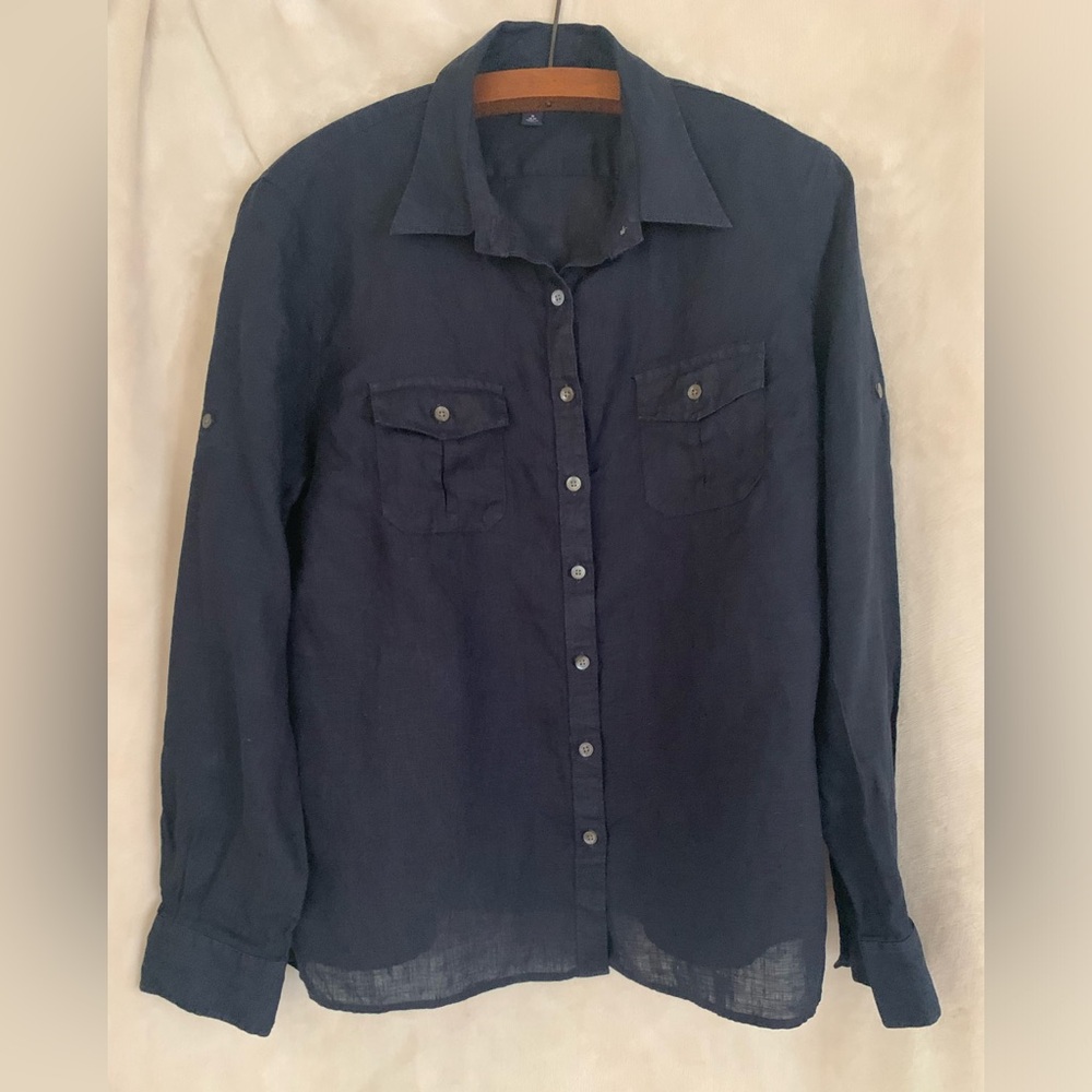 Women’s Lands End Linen Long Sleeve Blouse